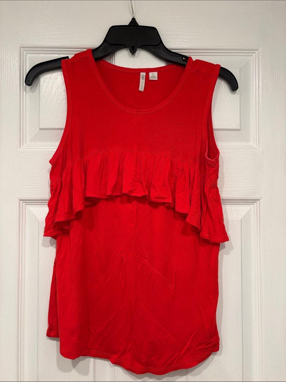 Cato Deep Orange Sleeveless Ruffle Tank Top